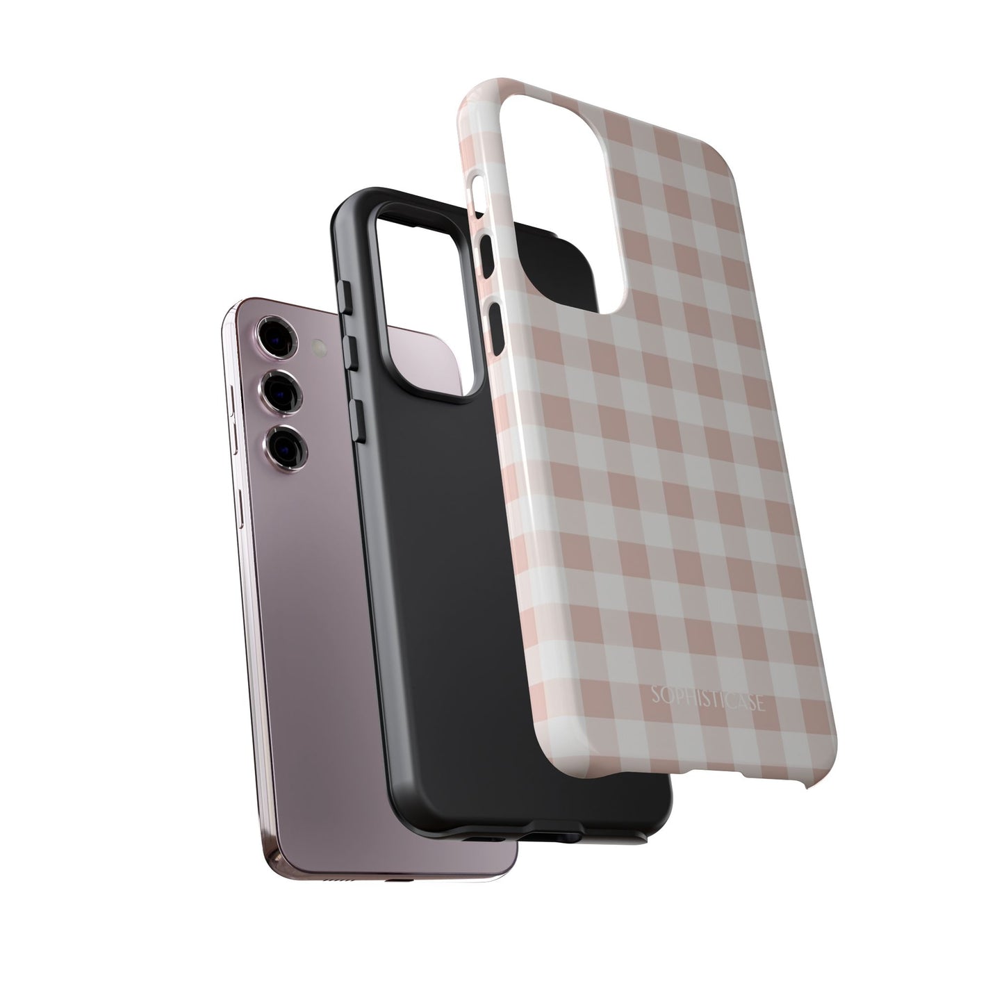 Gingham in Neutral Beige - Tough Phone Case