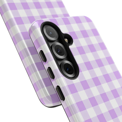 Gingham in Purple - Tough Phone Case