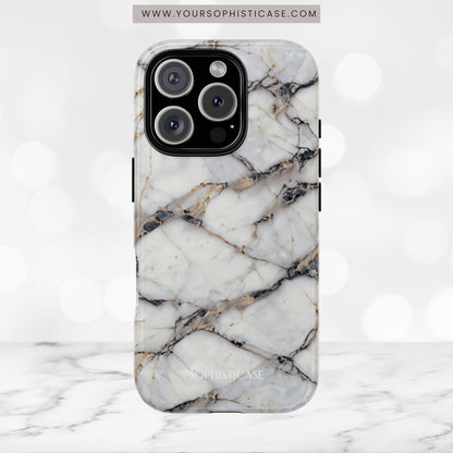Marble Opulence in Cracked Beige - iPhone Case, Samsung Galaxy Case, Google Pixel Case