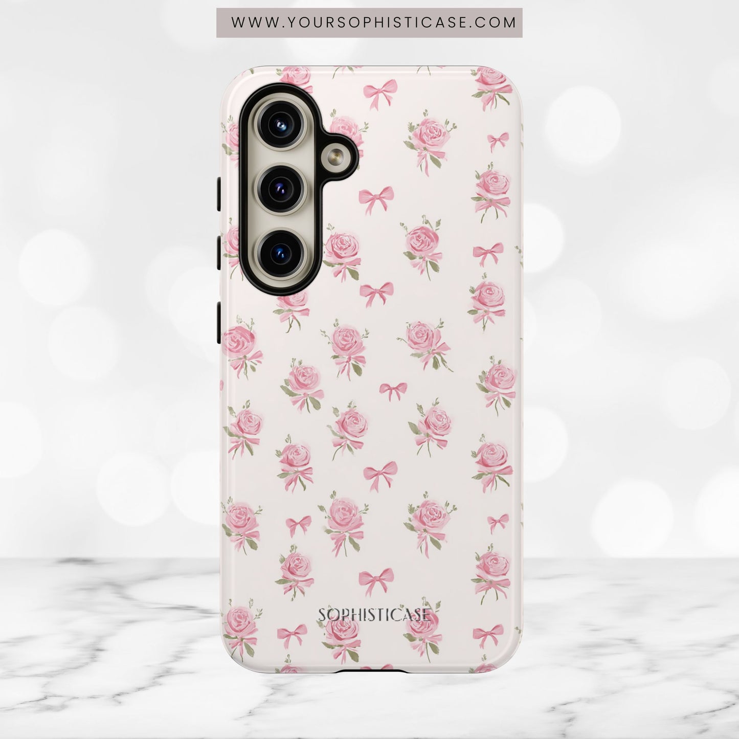 The Sweetest Thing in Coquette Roses and Bows - iPhone Case, Samsung Galaxy Case, Google Pixel Case