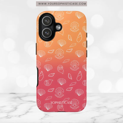 Seashell Society in Sunset Orange - iPhone Case, Samsung Galaxy Case, Google Pixel Case