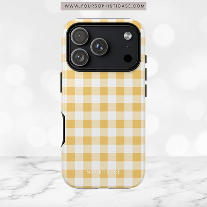 Gingham in Yellow - Tough Phone Case
