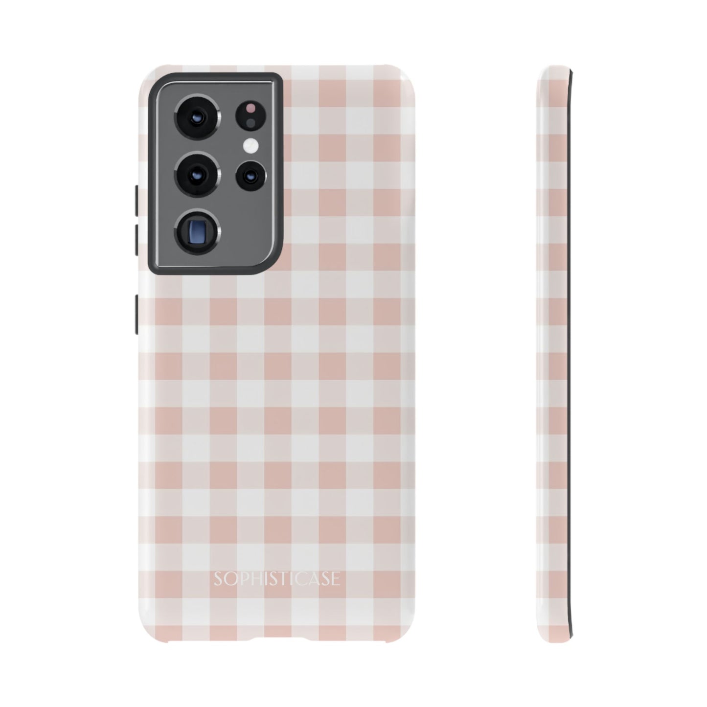 Gingham in Neutral Beige - Drop Proof Phone Case for Samsung Galaxy