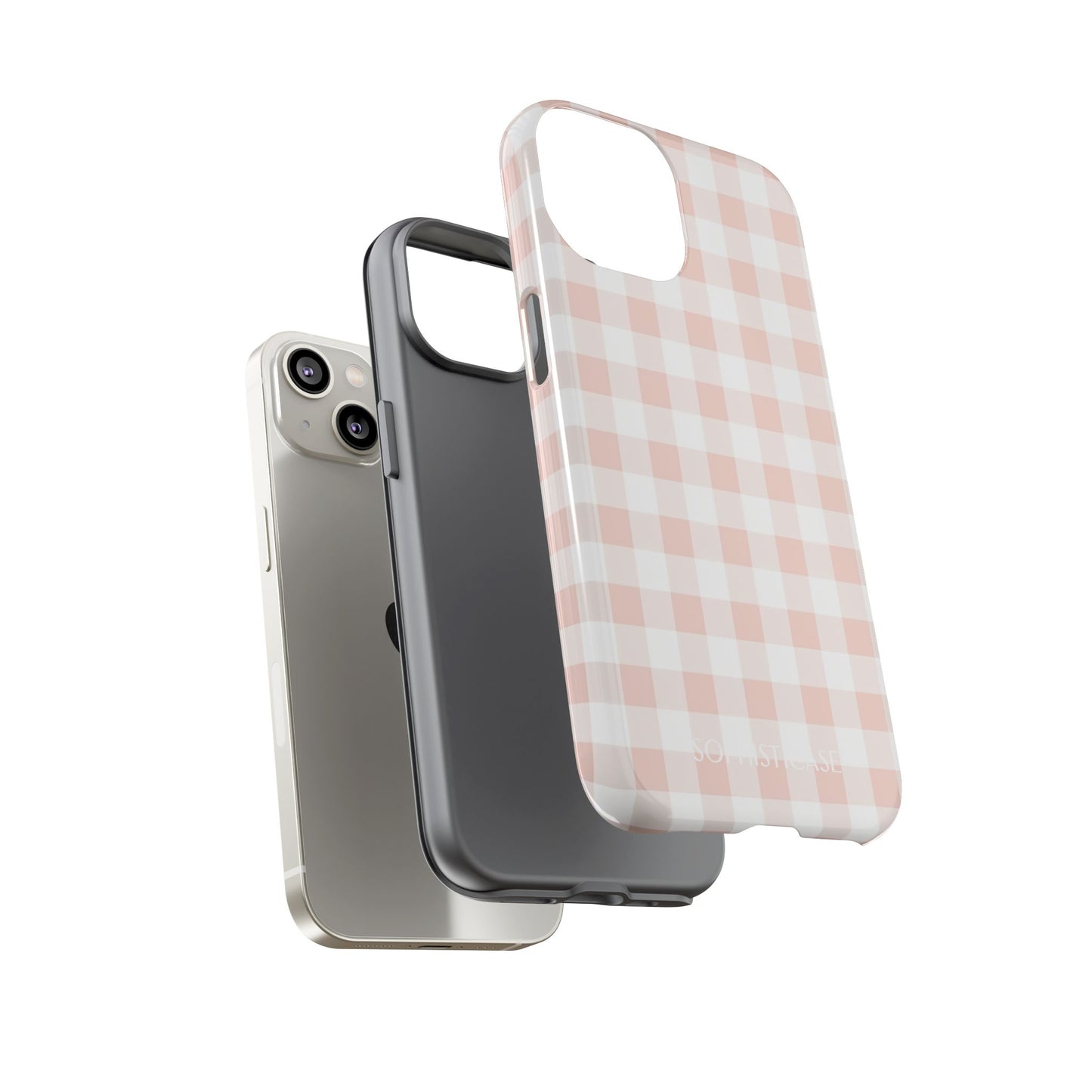 Gingham in Neutral Beige - Drop Proof Phone Case for iPhone