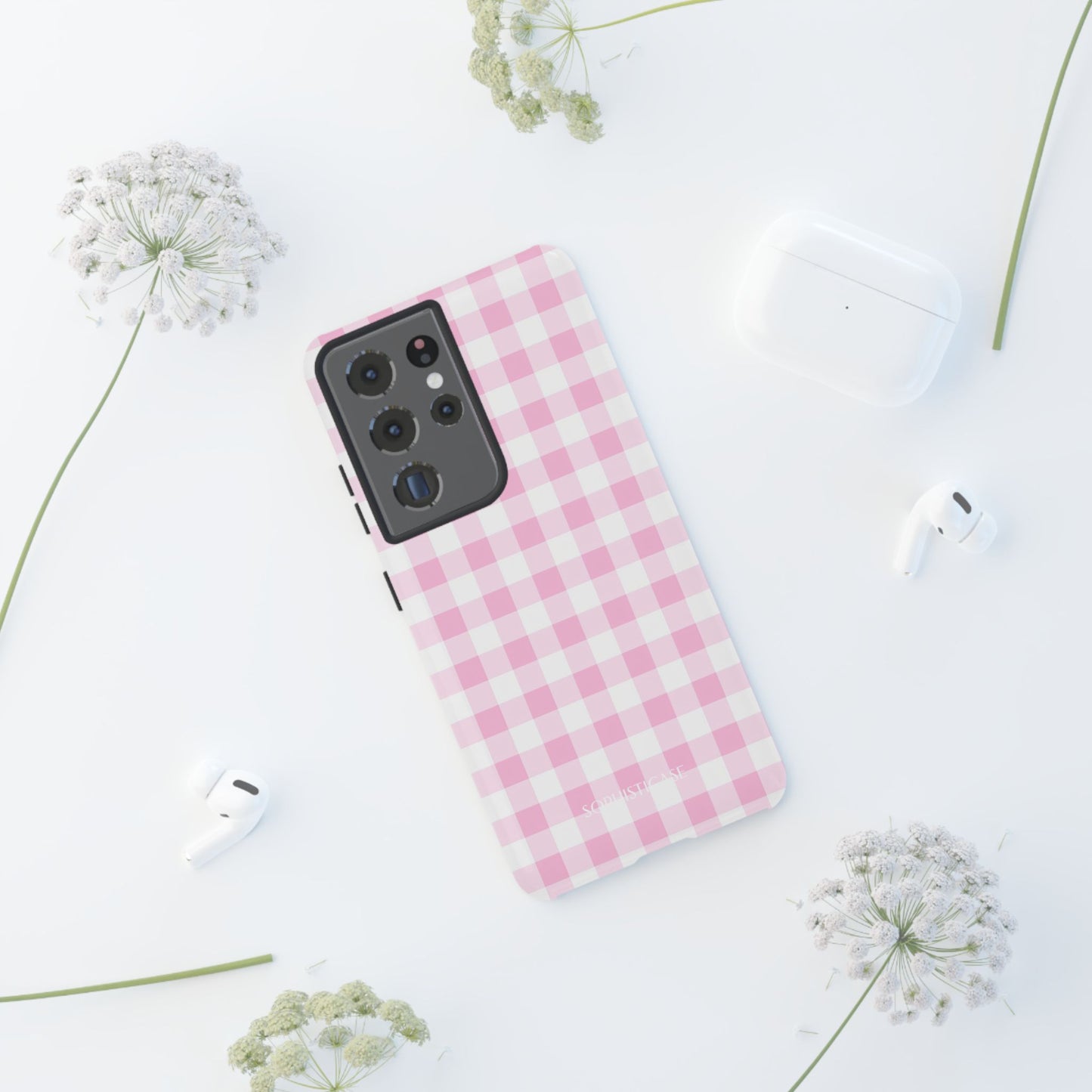 Gingham in Pink - iPhone Case, Samsung Galaxy Case, Google Pixel Case