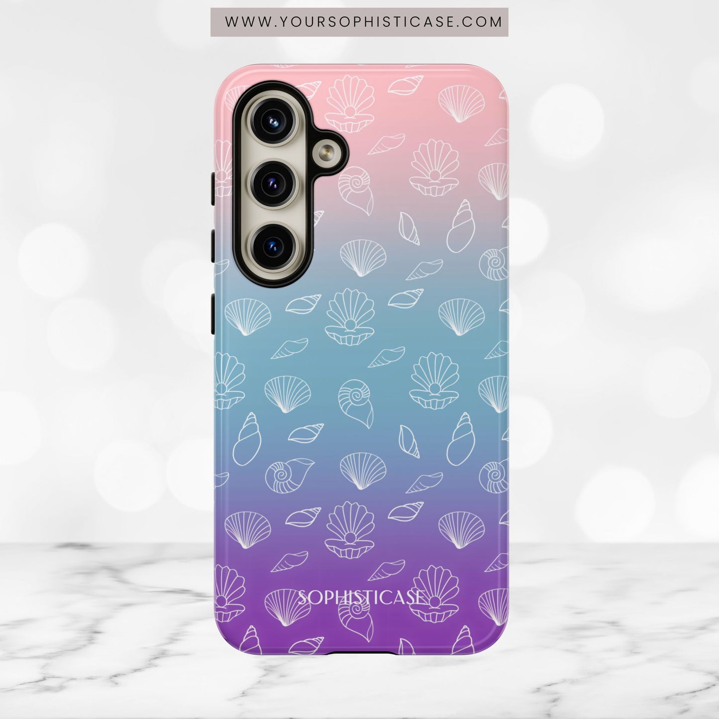 Seashell Society in Pink Blue & Purple Sunset - iPhone Case, Samsung Galaxy Case, Google Pixel Case