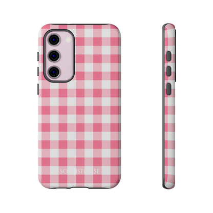 Gingham in Salmon - Tough Phone Case for Samsung Galaxy