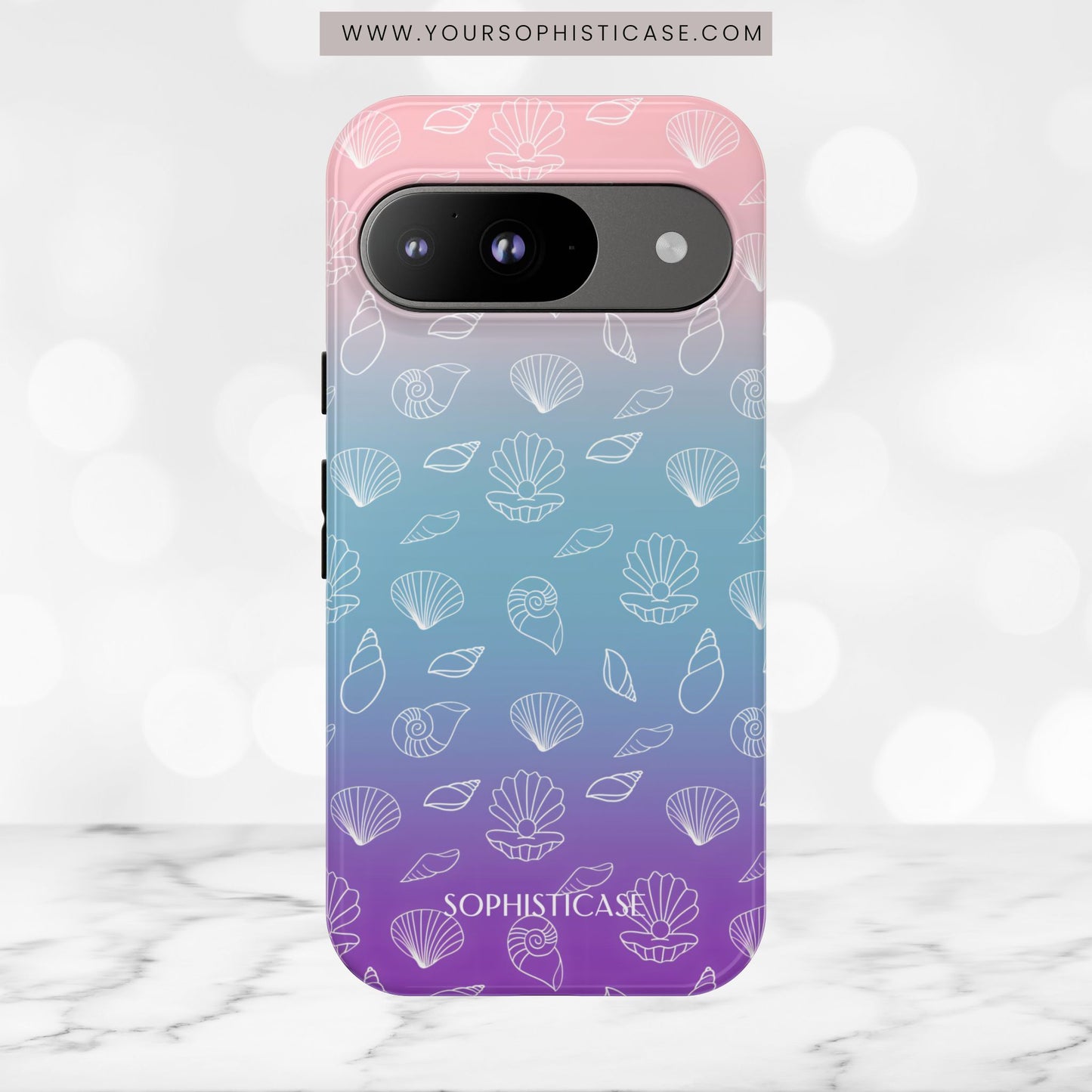 Seashell Society in Pink Blue & Purple Sunset - iPhone Case, Samsung Galaxy Case, Google Pixel Case