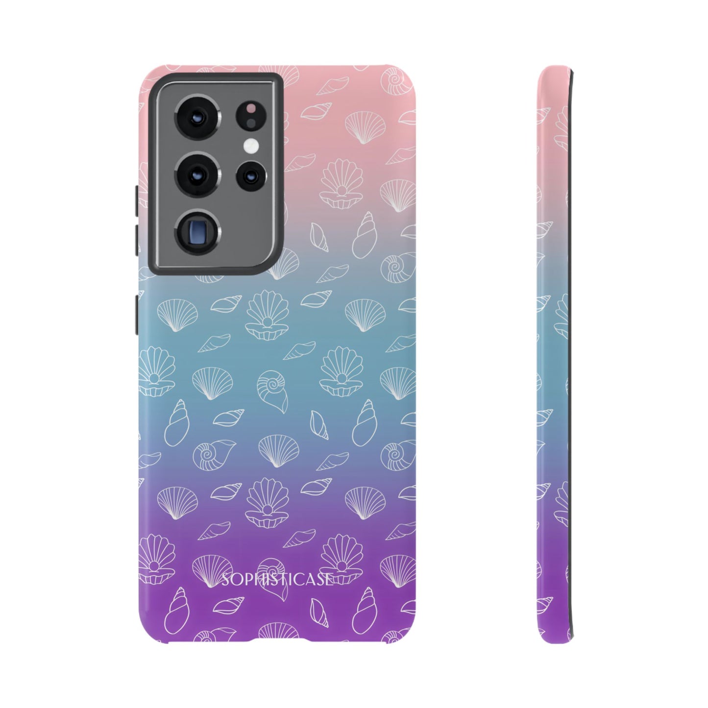 Seashell Society in Pink Blue & Purple Sunset - iPhone Case, Samsung Galaxy Case, Google Pixel Case