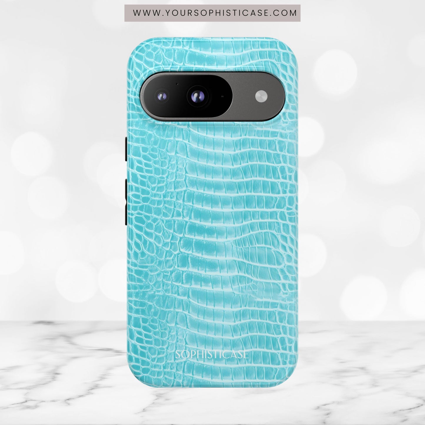 Luxe Leather in Aqua - Tough Phone Case