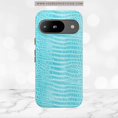 Luxe Leather in Aqua - Tough Phone Case