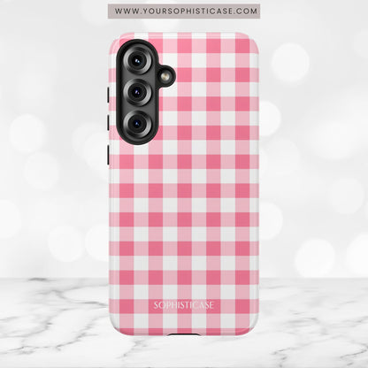 Gingham in Salmon - Tough Phone Case