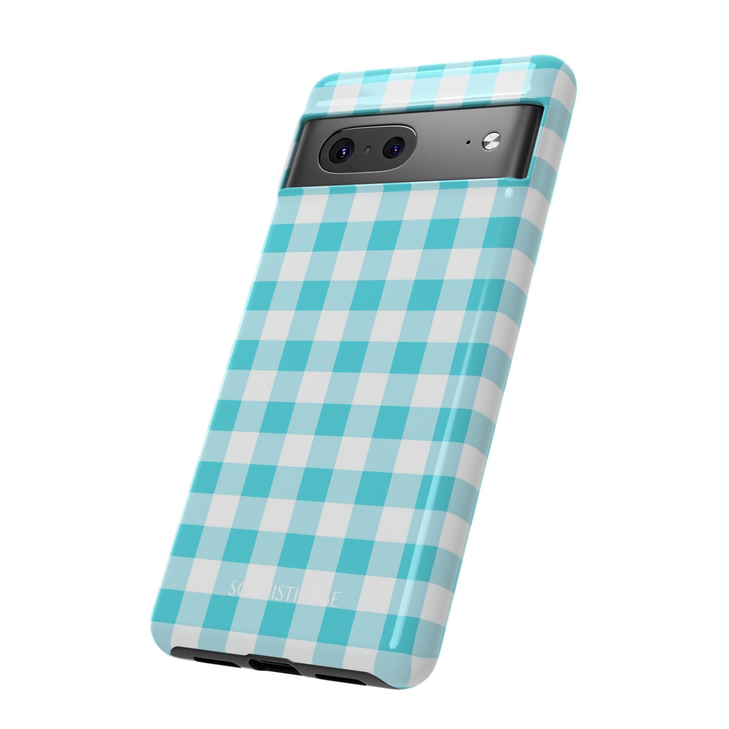 Gingham in Aqua - iPhone Case, Samsung Galaxy Case, Google Pixel Case