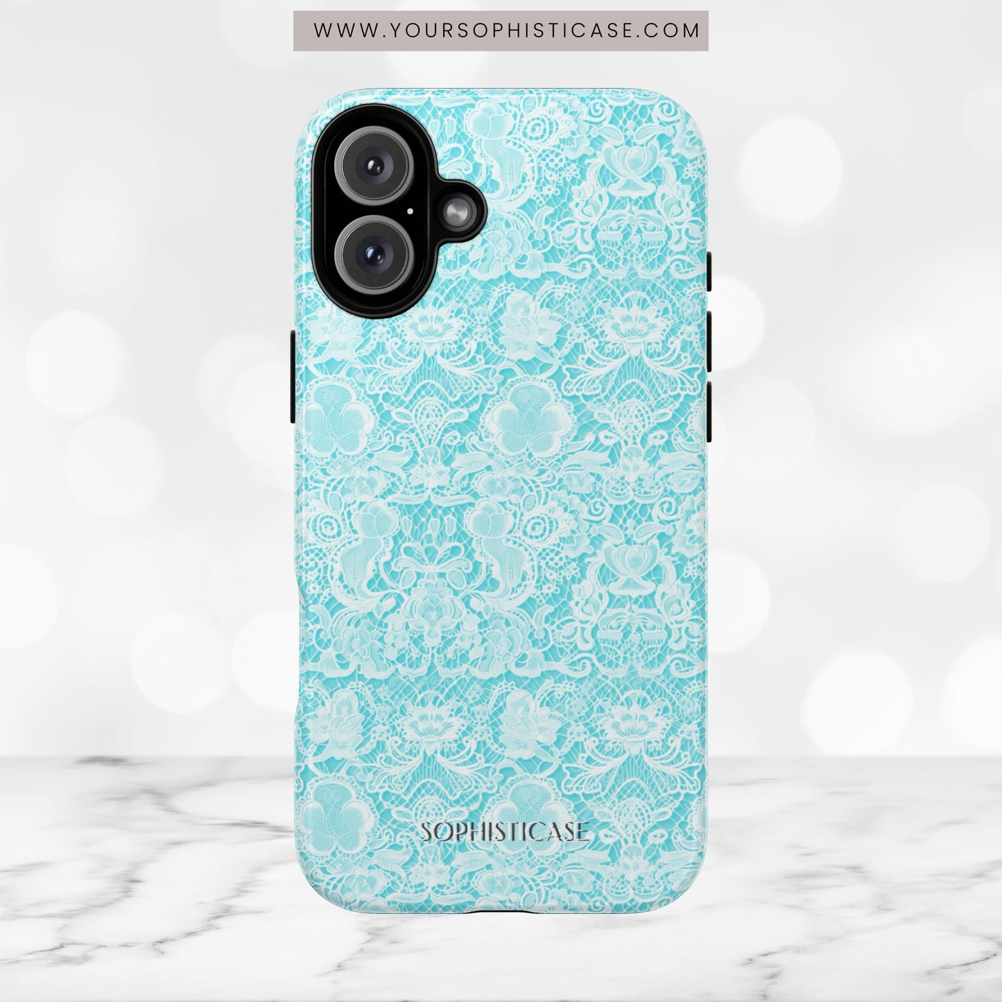 Luxe Lace in Aqua - Tough Phone Case
