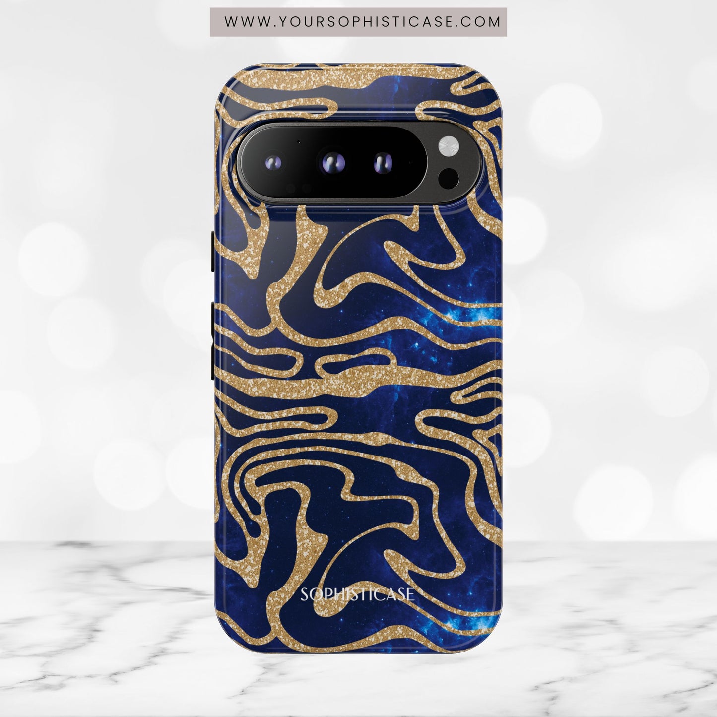 Cosmic Gold in Blue - iPhone Case, Samsung Galaxy Case, Google Pixel Case