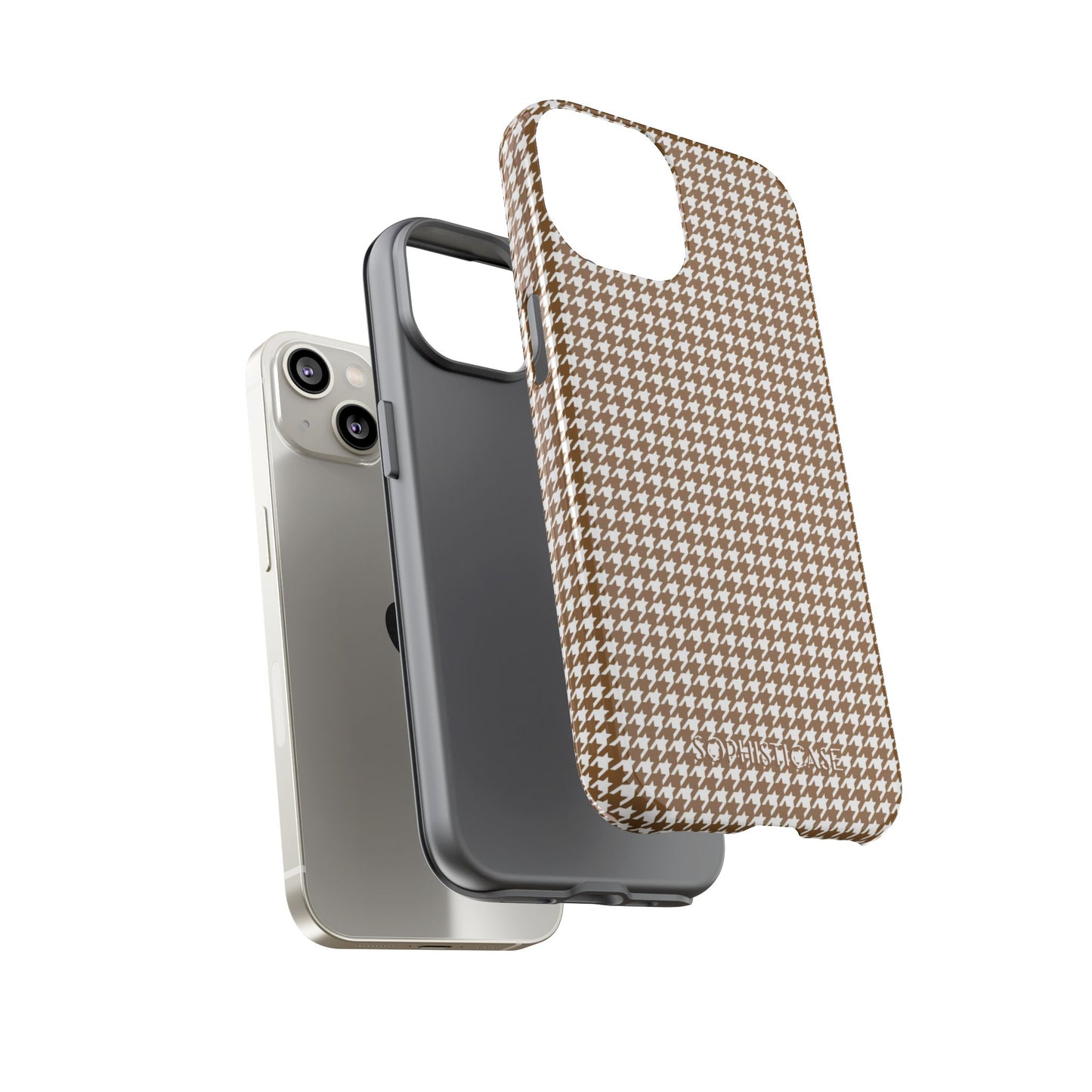 Houndstooth in Brown - Drop Proof Phone Case for iPhone