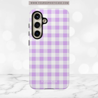 Gingham in Purple - Tough Phone Case
