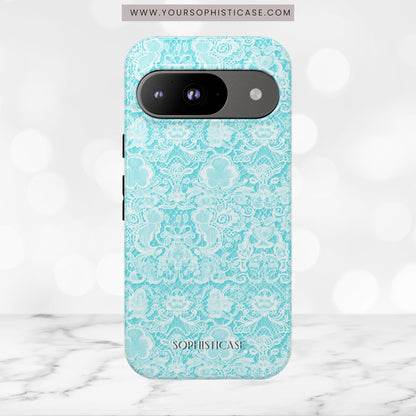 Luxe Lace in Aqua - Tough Phone Case