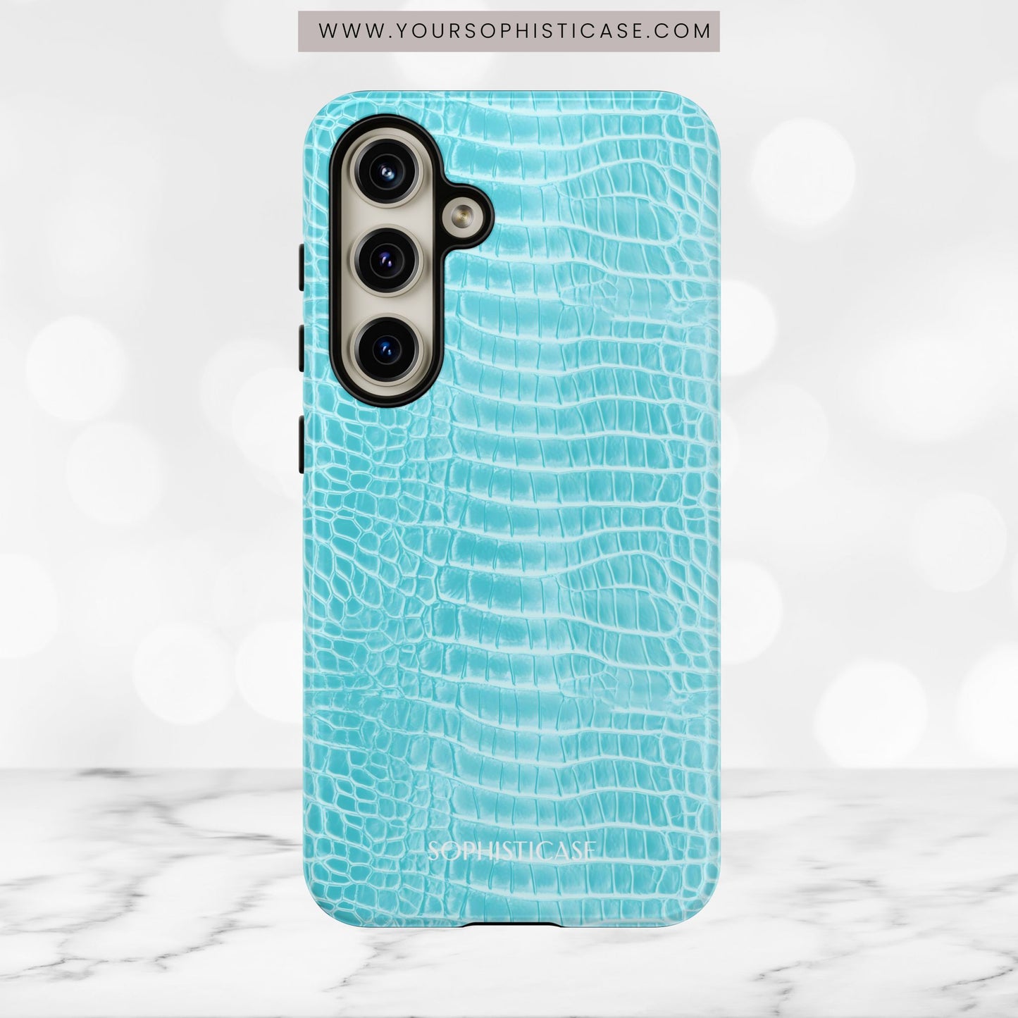 Luxe Leather in Aqua - Tough Phone Case