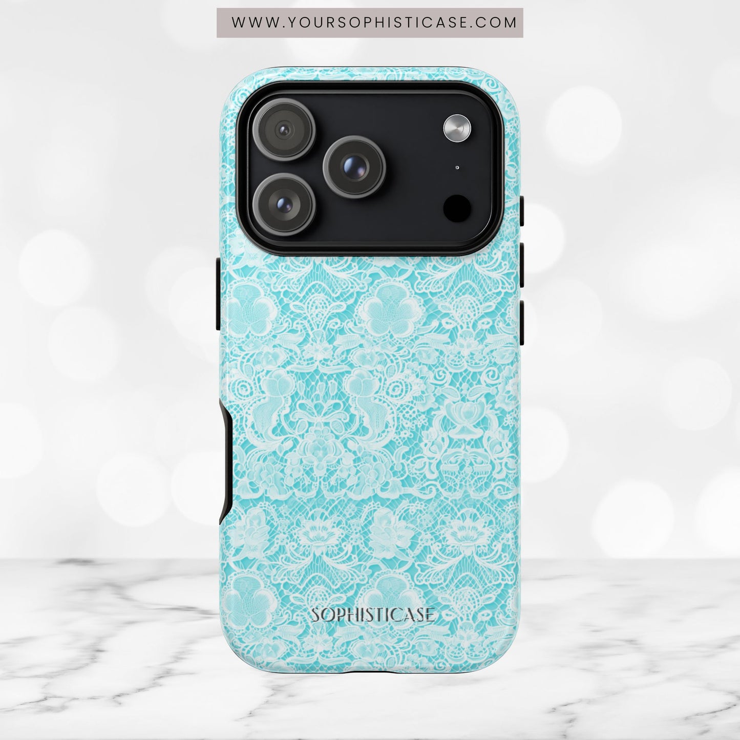Luxe Lace in Aqua - Tough Phone Case
