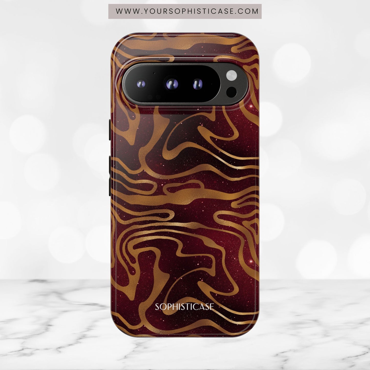 Cosmic Gold in Red - iPhone Case, Samsung Galaxy Case, Google Pixel Case