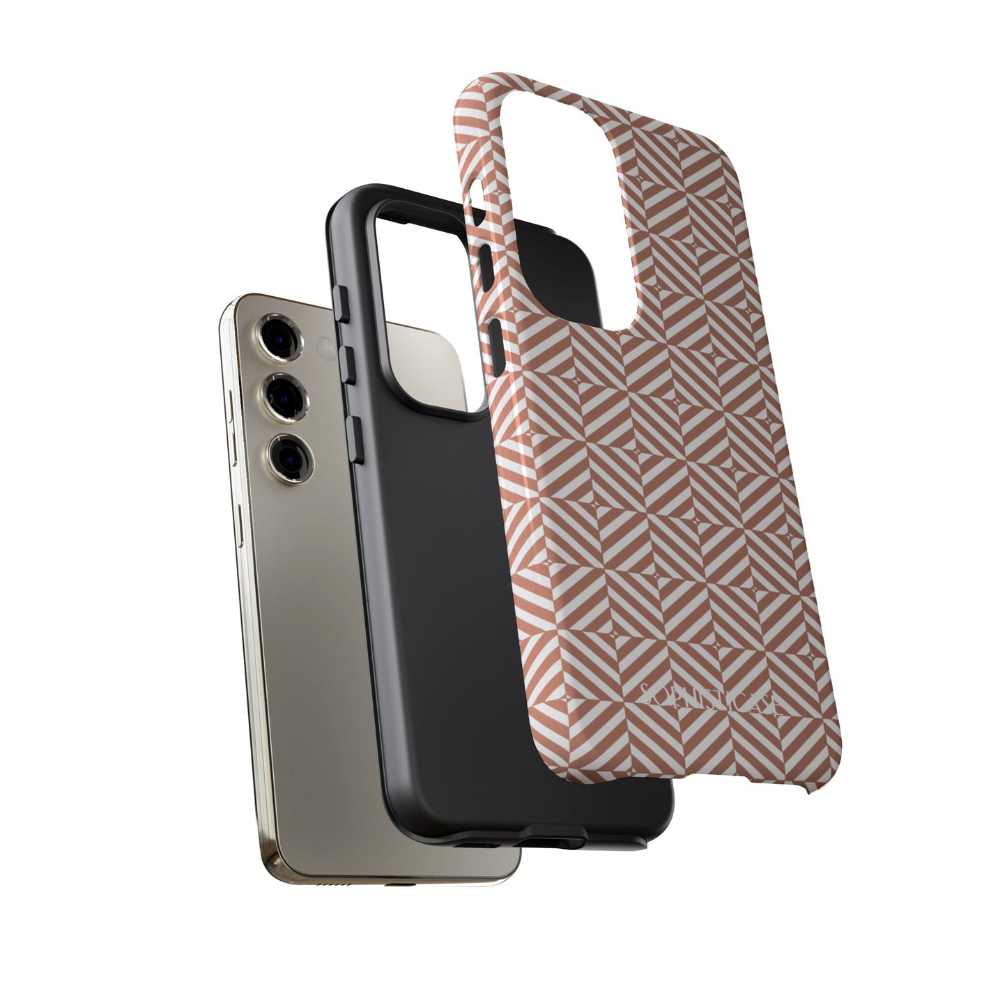 Illusions in Light Brown - Dual Layer Shockproof Phone Case for iPhone, Google Pixel and Samsung Galaxy