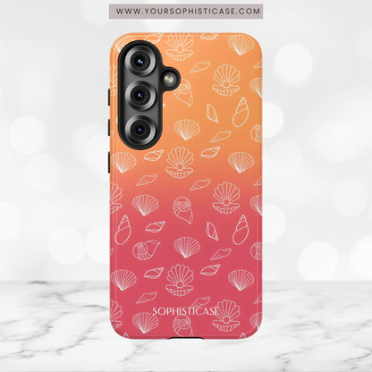 Seashell Society in Sunset Orange - iPhone Case, Samsung Galaxy Case, Google Pixel Case