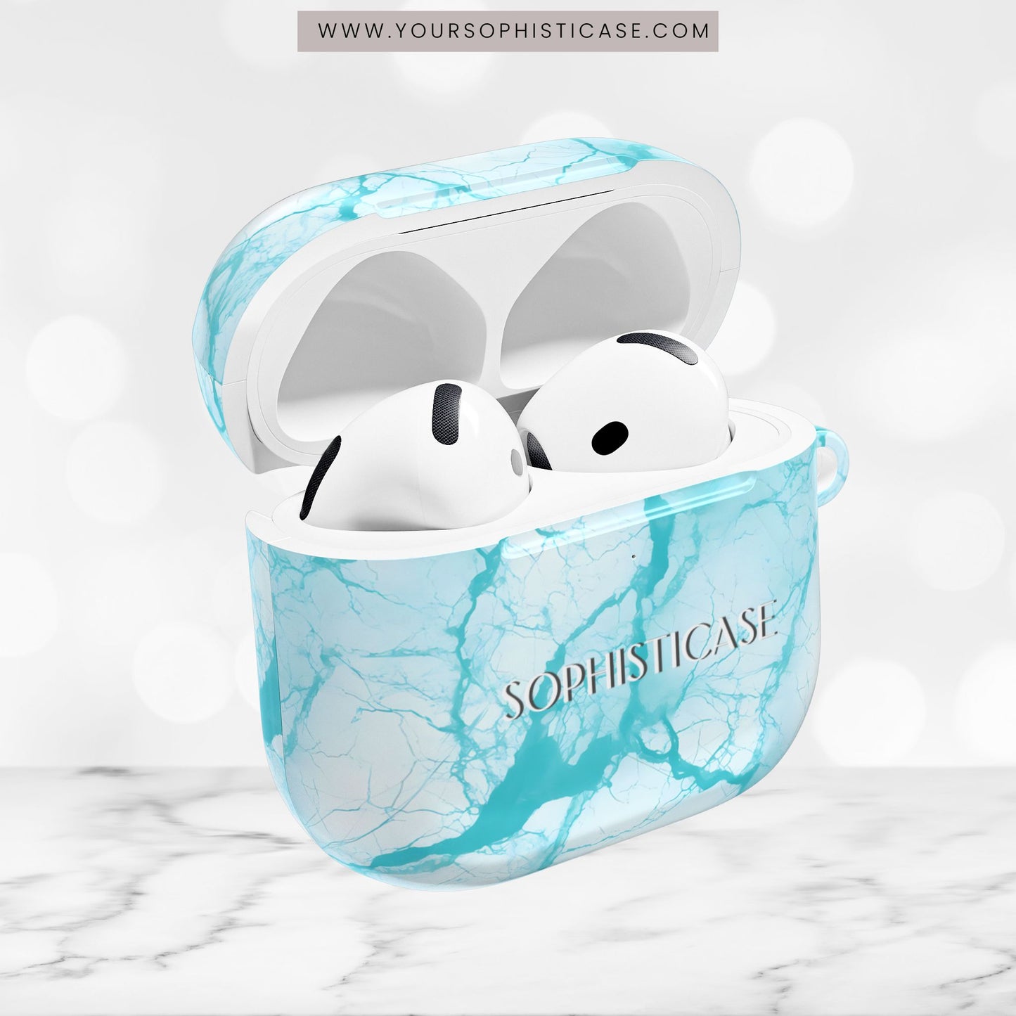 AirPod Cases - Marble Opulence in Aqua