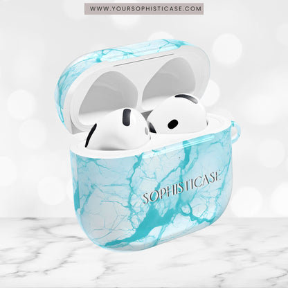 AirPod Cases - Marble Opulence in Aqua
