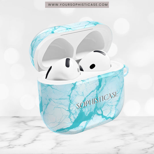 AirPod Cases - Marble Opulence in Aqua