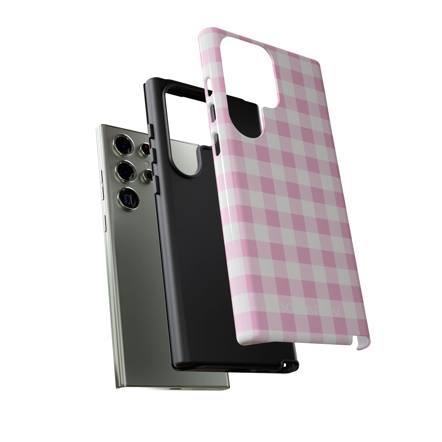 Gingham in Pink - Protective Phone Case for Samsung Galaxy