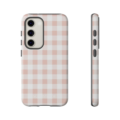 Gingham in Neutral Beige - Drop Proof Phone Case for Samsung Galaxy