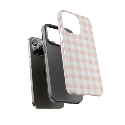 Gingham in Neutral Beige - Drop Proof Phone Case for iPhone