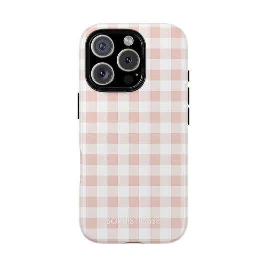 Gingham in Neutral Beige - Drop Proof Phone Case for iPhone