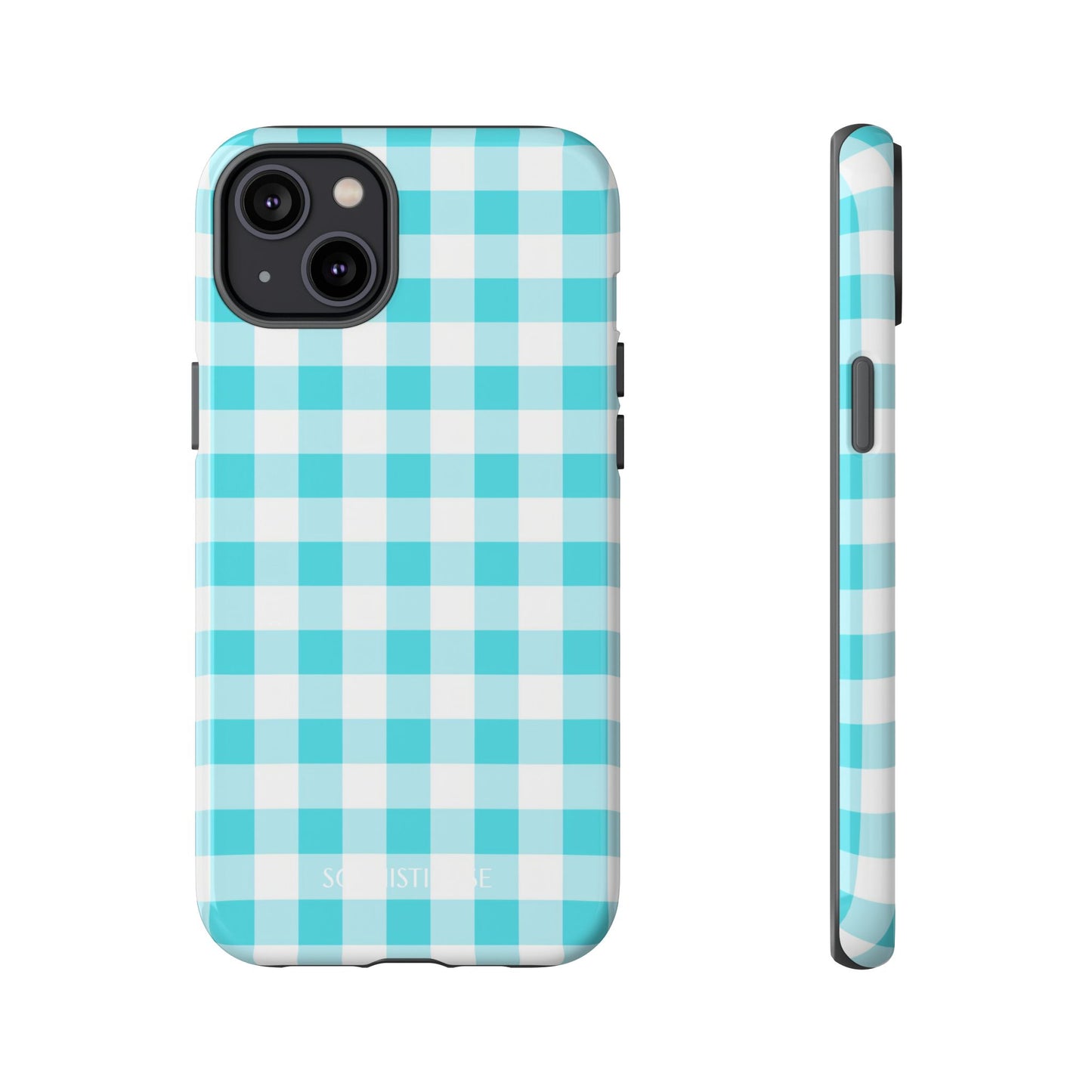 Gingham in Aqua - iPhone Case, Samsung Galaxy Case, Google Pixel Case