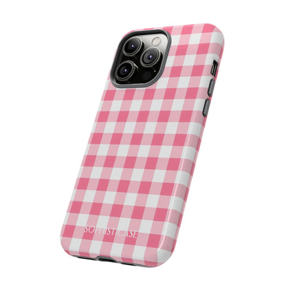 Gingham in Salmon - Tough Phone Case for iPhone