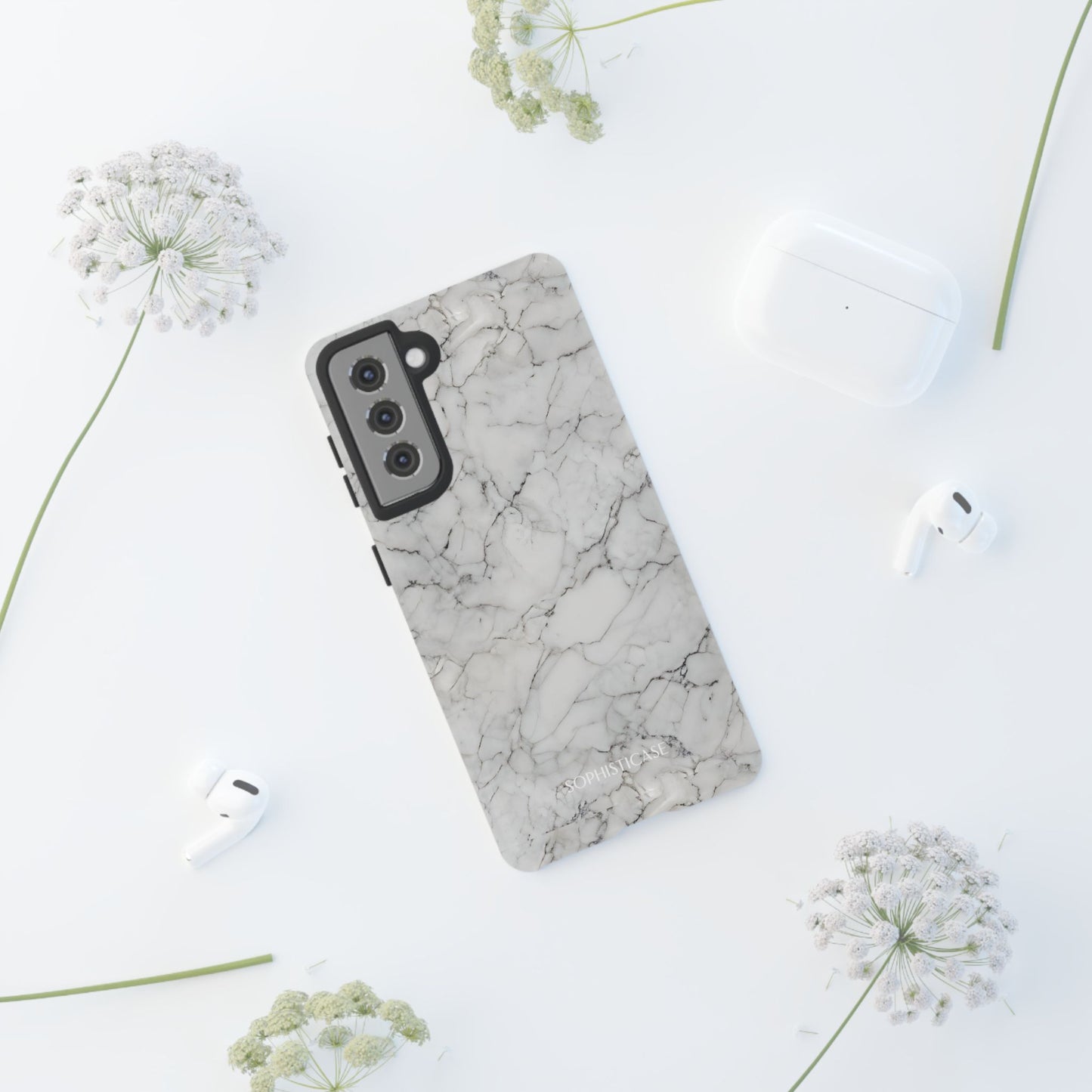 Marble Opulence in White - iPhone Case, Samsung Galaxy Case, Google Pixel Case