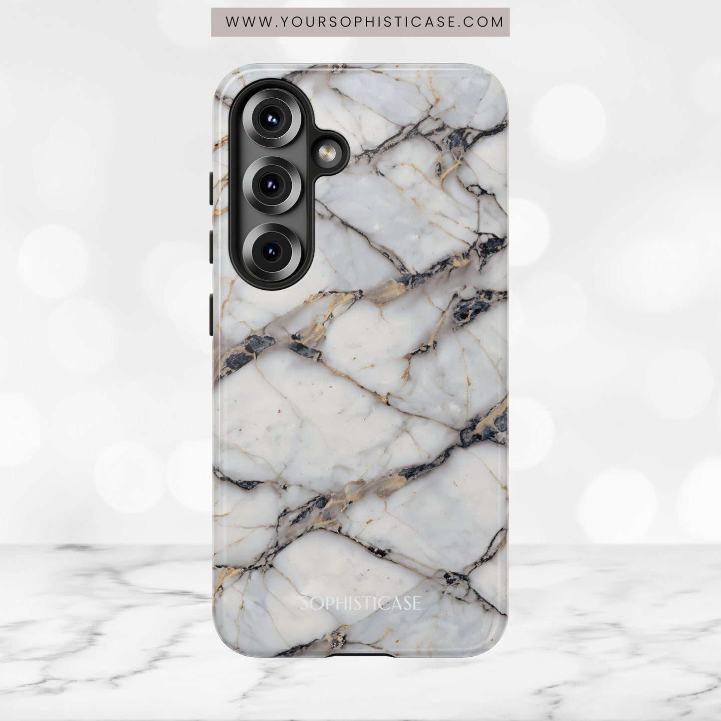 Marble Opulence in Cracked Beige - iPhone Case, Samsung Galaxy Case, Google Pixel Case