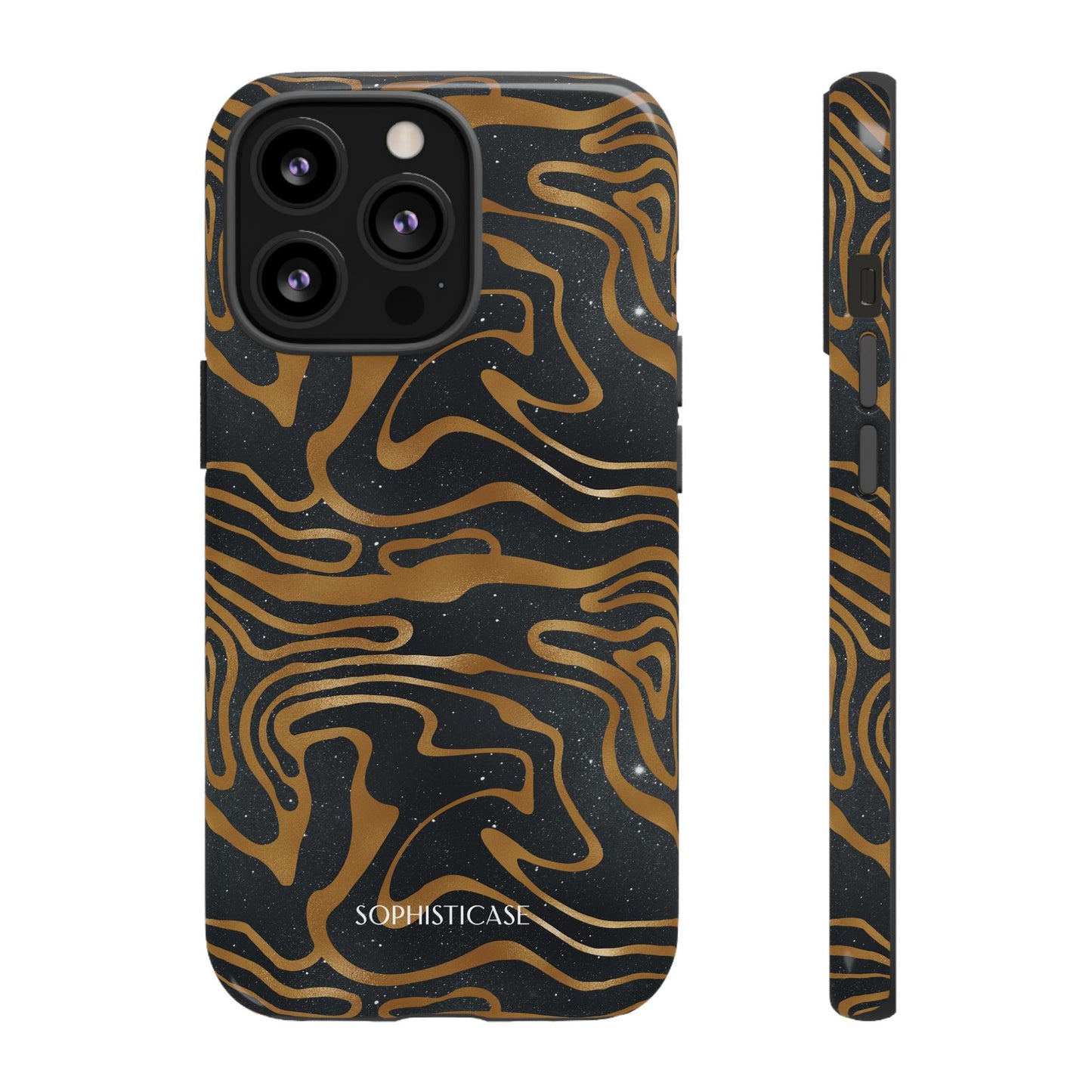 Cosmic Gold in Black - iPhone Case, Samsung Galaxy Case, Google Pixel Case