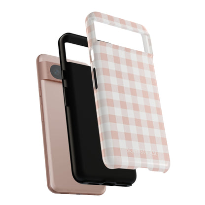 Gingham in Neutral Beige - Drop Proof Phone Case for Google Pixel