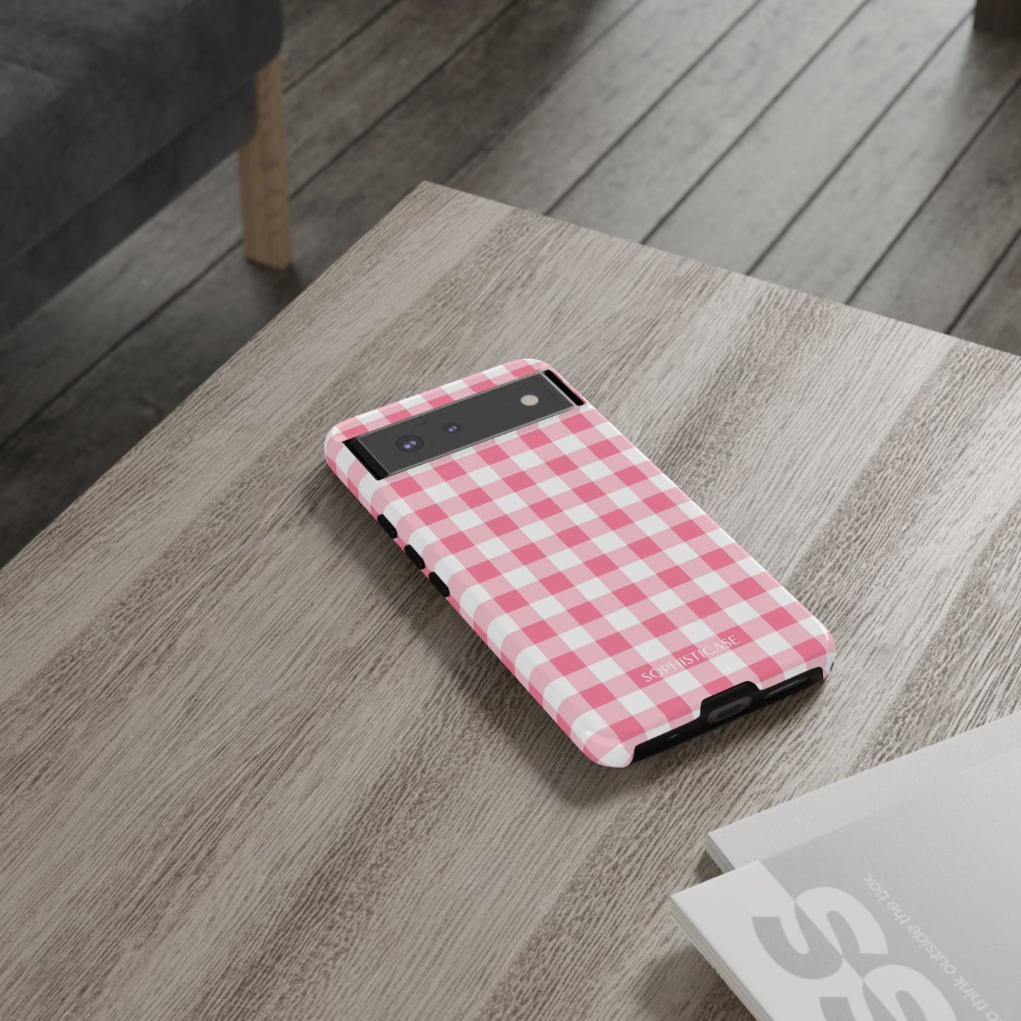Gingham in Salmon - Tough Phone Case