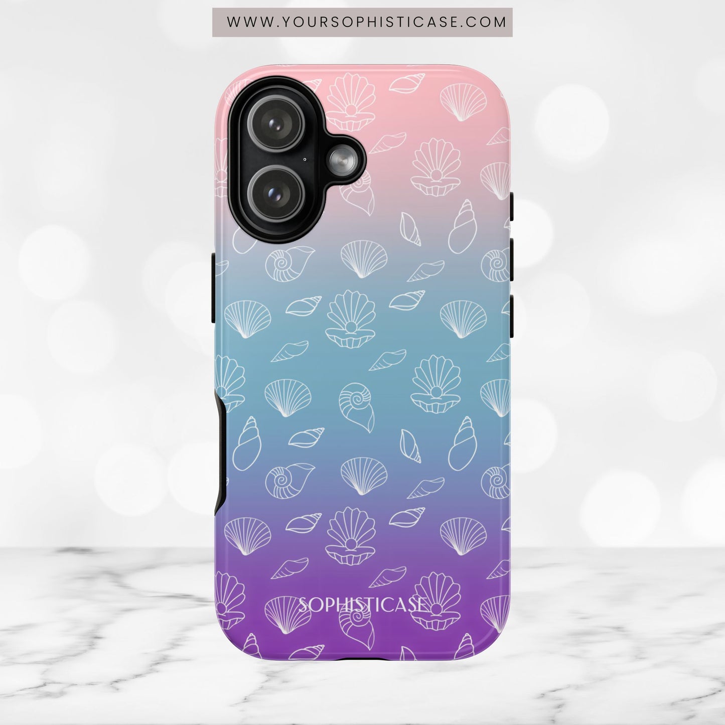 Seashell Society in Pink Blue & Purple Sunset - iPhone Case, Samsung Galaxy Case, Google Pixel Case