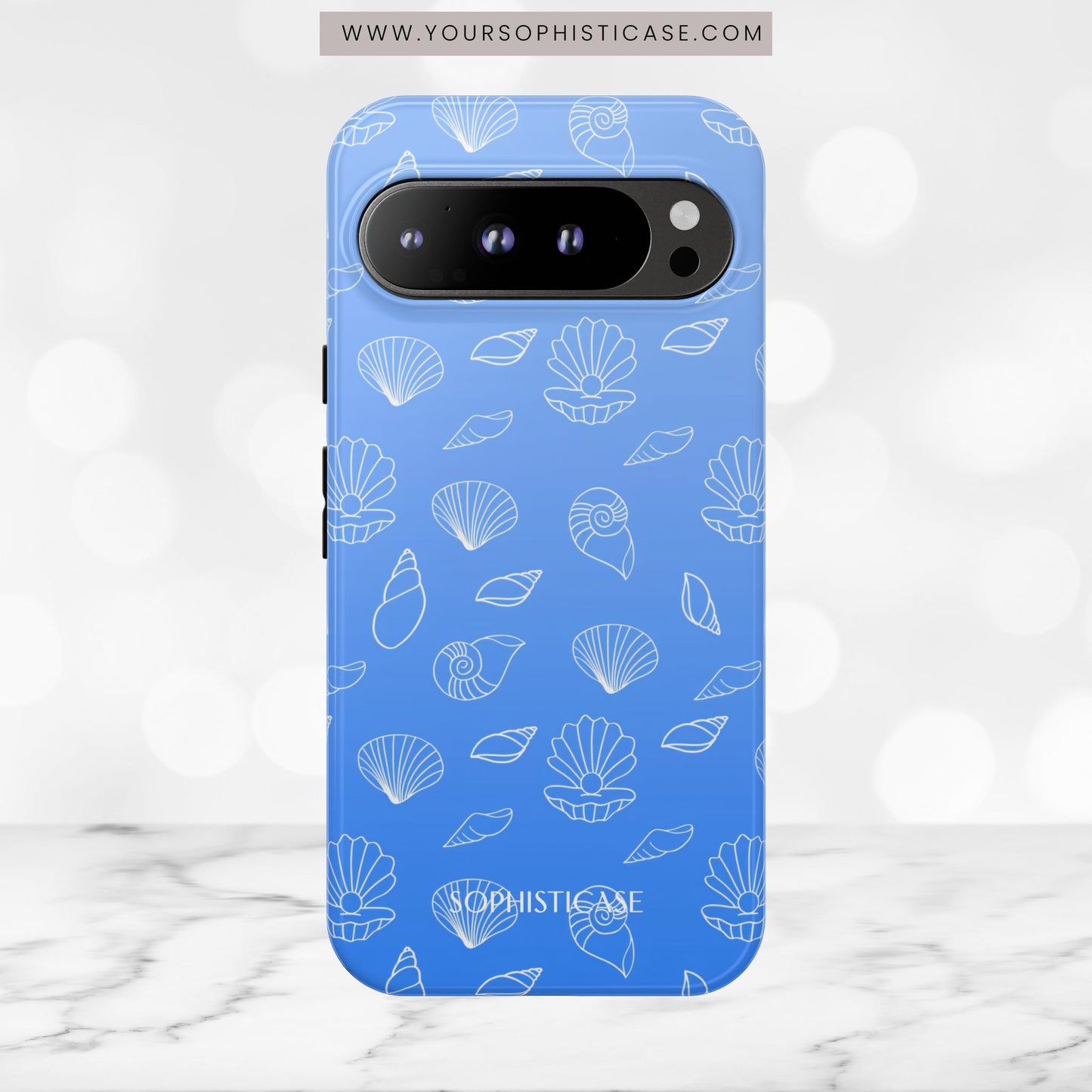Seashell Society in Ocean Blue - iPhone Case, Samsung Galaxy Case, Google Pixel Case