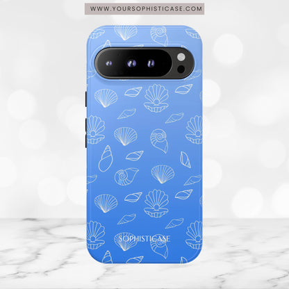 Seashell Society in Ocean Blue - iPhone Case, Samsung Galaxy Case, Google Pixel Case
