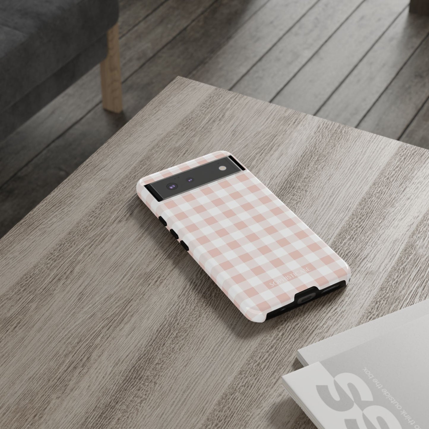 Gingham in Neutral Beige - Tough Phone Case