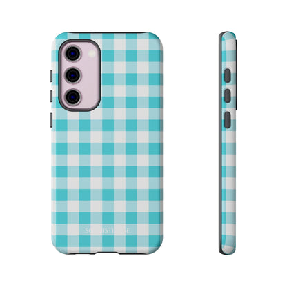 Gingham in Aqua - iPhone Case, Samsung Galaxy Case, Google Pixel Case