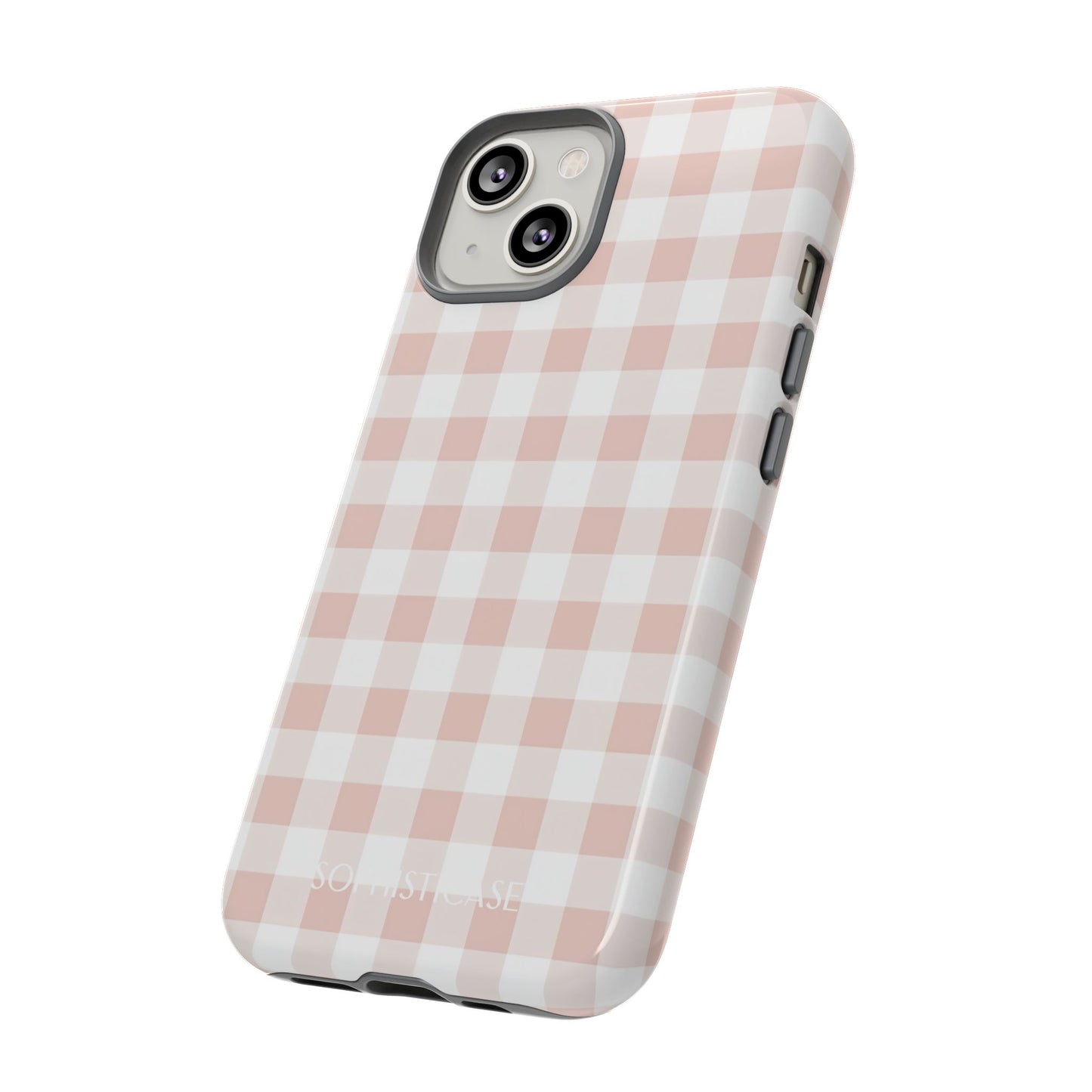 Gingham in Neutral Beige - Drop Proof Phone Case for iPhone