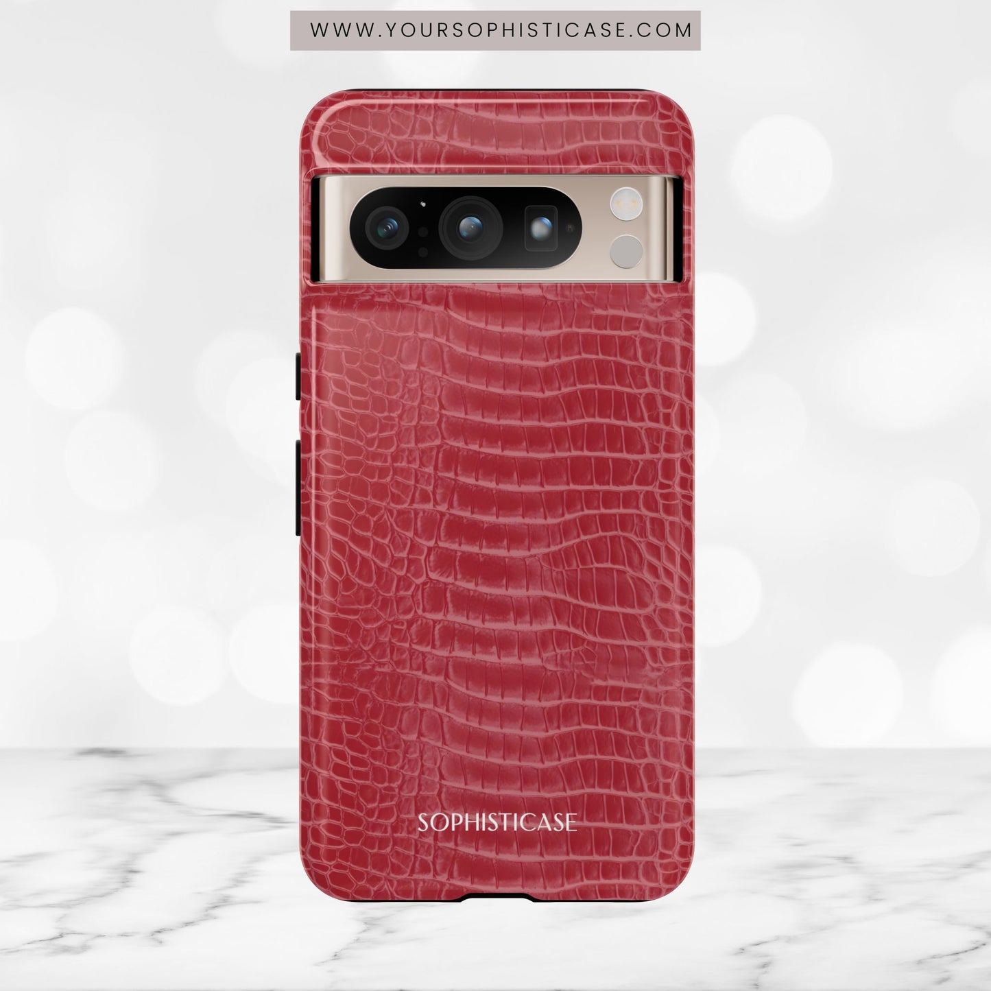 Luxe Leather in Cherry Red - iPhone Case, Samsung Galaxy Case, Google Pixel Case