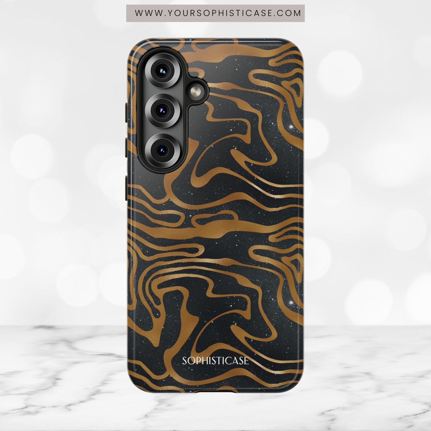 Cosmic Gold in Black - iPhone Case, Samsung Galaxy Case, Google Pixel Case