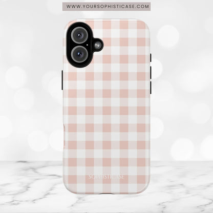 Gingham in Neutral Beige - Tough Phone Case